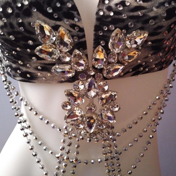 Silver and Grey Leopard Belly Dance Costume - Picture 1 of 4